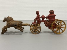 Vintage Cast Iron Horse Drawn fire wagon Antique Estate Find