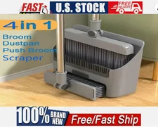 4 in 1 Broom and Dustpan Set Lightweight Upright Lobby Broom and Dust Pan Combo