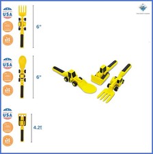 Constructive Eating - Toddler Construction Utensils Made in USA - Silverware for