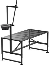 600 Lbs Goat Milking Stand with Feed Bin, Heavy Duty Goat Stand for Milking, Hoo