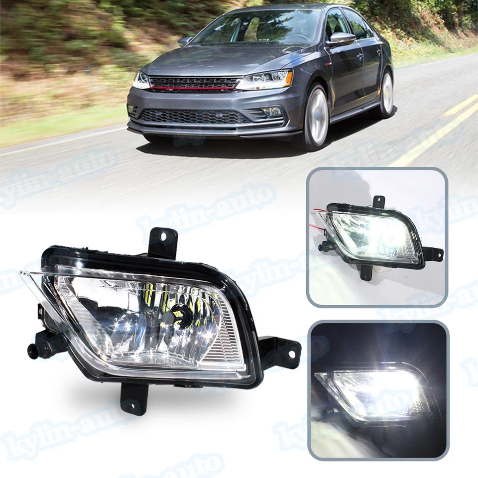 Para 2015-2018 Volkswagen Jetta GLI farol de neblina dianteiro com lâmpada LED motorista esquerdo - Imagem 2 de 4
