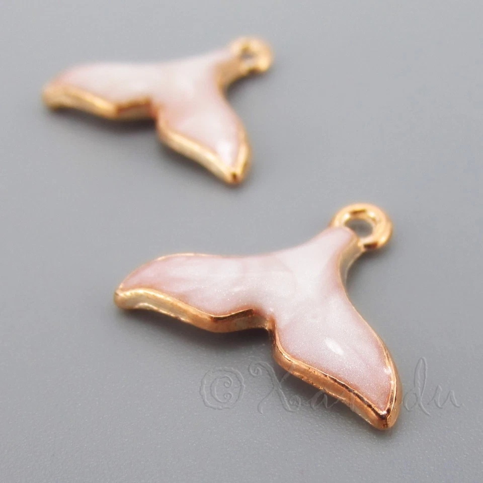 Colgantes enchapados en oro esmalte azul 18 mm con dijes de cola de sirena C1701 -2, 5 o 10 piezas Foto 4 de 4