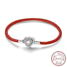 MULA Sterling Silver Clasp Red Stainless steel Bracelet Chain Fit Women Charms