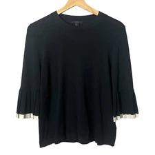 COS Womens Knit Top Black Size Small Preppy Twee Pleated Office Smart Church