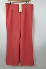 Vintage 70s Bright Coral Polyester Disco Flare Pants Devon Sz 18 Deadstock