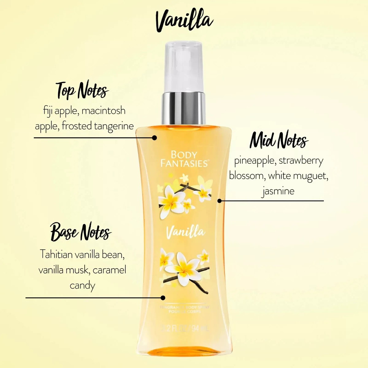 Body Fantasies Signature Fragrance Body Spray, Vanilla, 3.2 fl oz
