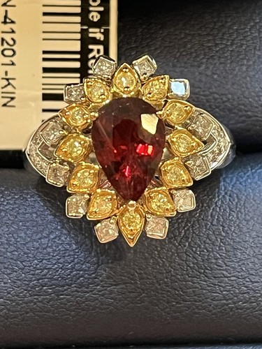 Chromia Collection, Rubellit, gelber & weißer Diamant, 18 Kt Goldring, atemberaubend - Bild 3 von 24