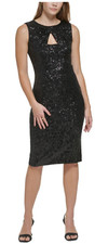 CALVIN KLEIN BLACK SEXY SLEEVELESS SEQUIN COCKTAIL DRESS SIZE 14M
