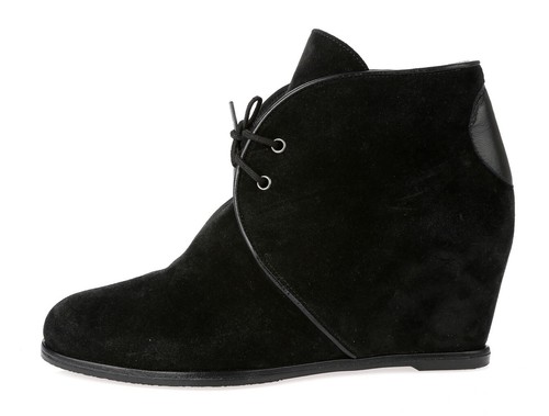womens black suede wedge booties