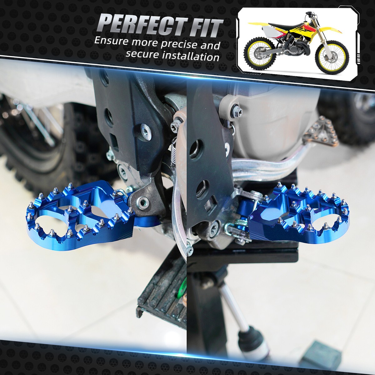 ☺︎︎︎︎ NICECNC Wide Footrest Foot Pegs Blue For Yamaha YZ125 YZ250 1998