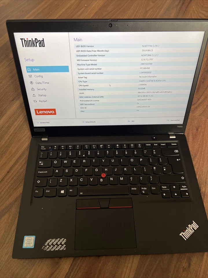 Lenovo ThinkPad T490s · i5-8265U · 8GB · 128GB, photo 2 of 4