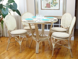 Detalles Acerca De 5 Pc Denver Rattan Comedor Conjunto De Mesa Redonda Vidrio Top 4 Sillas De Lado Blanco Wash Mostrar Titulo Original