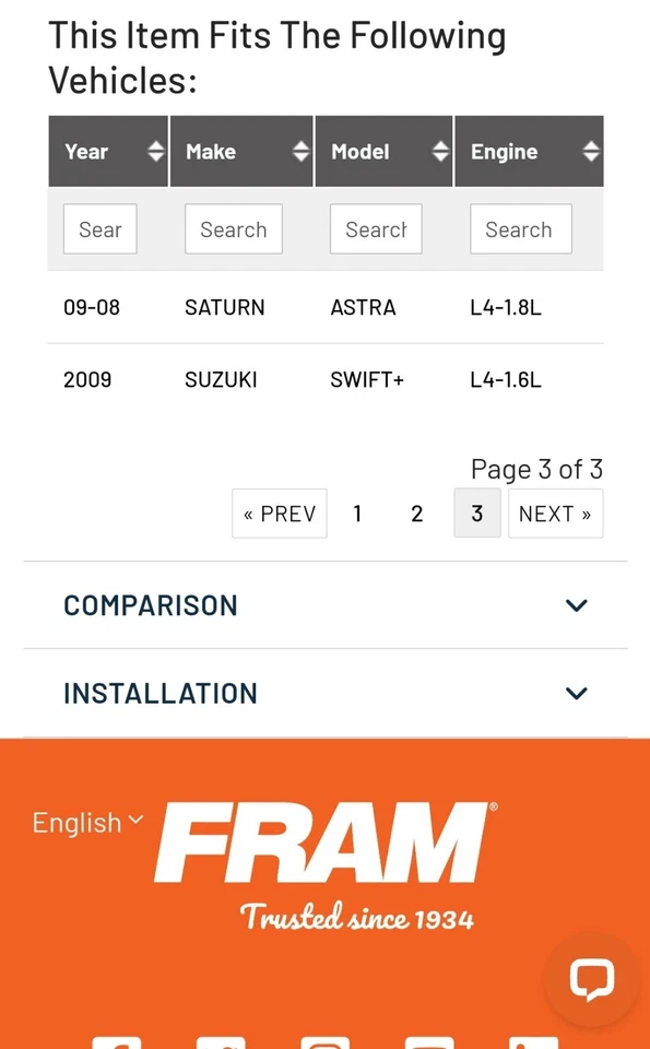 Marco de transmisión de filtro de aceite del motor FD10246 para Buick Chevrolet GMC Pontiac Saturn Foto 4 de 4