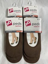 4 Packages = 12 Pair Peds Ultera Low Cut Socks Pinecone Brown Fits Shoes 4-7