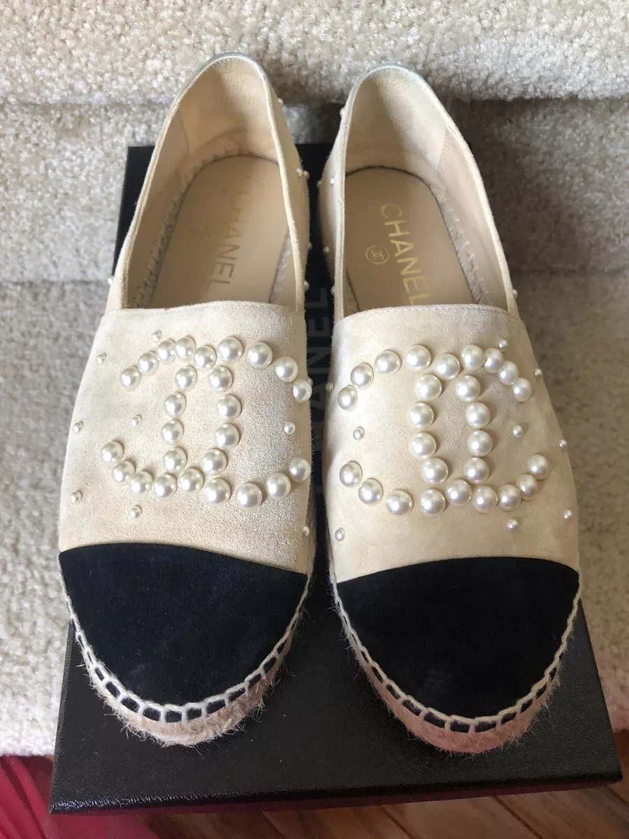 Chanel Espadrille 36 Leather Cap Toe Cc Flats CC0505N0162  MISLUX