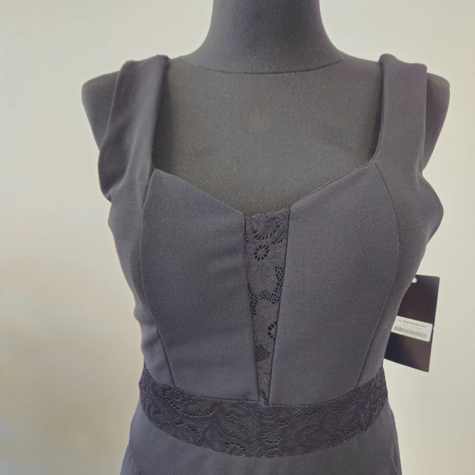 Damen Overall 38/40 V-Ausschnitt Spitze Rücken Elegant Abendmode Jumpsuit Black - Bild 3 von 4