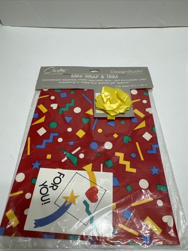 3 PKG GIFT WRAP WRAPPING PAPER HALLMARK CLEO CARLTON RED HEARTS BIRTHDAY VTG - Picture 4 of 7