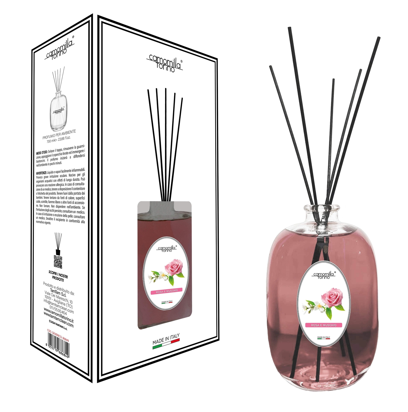 Diffusore a Bastoncini Professional 700ml | Stone Rosa e Muschio