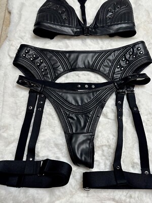 Lot De 3 Strings Cloutés Simili Cuir Honey Birdette - Tailles M, M, S, Noir