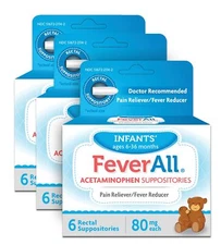 Infant Fever Relief Suppositories 80mg for Ages 6 to 36 Months 6 Count