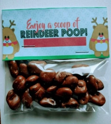 TINYCRAFTSART Reindeer Poo Poop Chocolate Coated Raisins Christmas Xmas Eve Box Sweets Bag