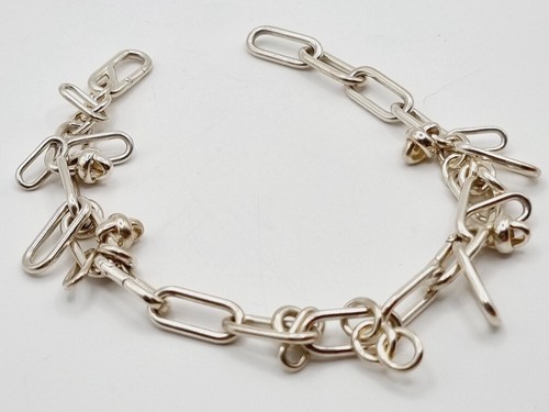 Links of London Signature bracelet paperclip charm sterling silver RARE - Picture 2 of 13