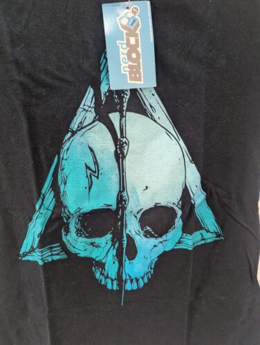 HARRY POTTER Deathly Hallows Nerd Block Skull Wizard T-Shirt Women Size S - Picture 2 of 8