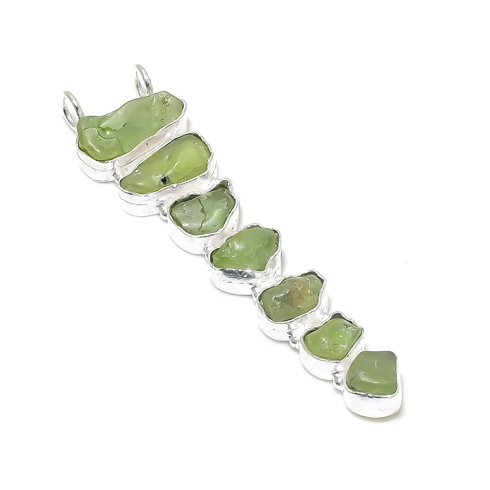 Natürlich Peridot Grobem Anhänger Handgemacht 925 Sterlingsilber Schmuck Für - Bild 4 von 4