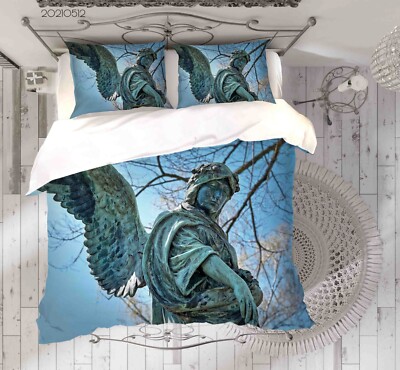 3D Engel Statue Pflanze Himmel Kunst Modern Quilt Cover Set Bettwäsche Sets K...