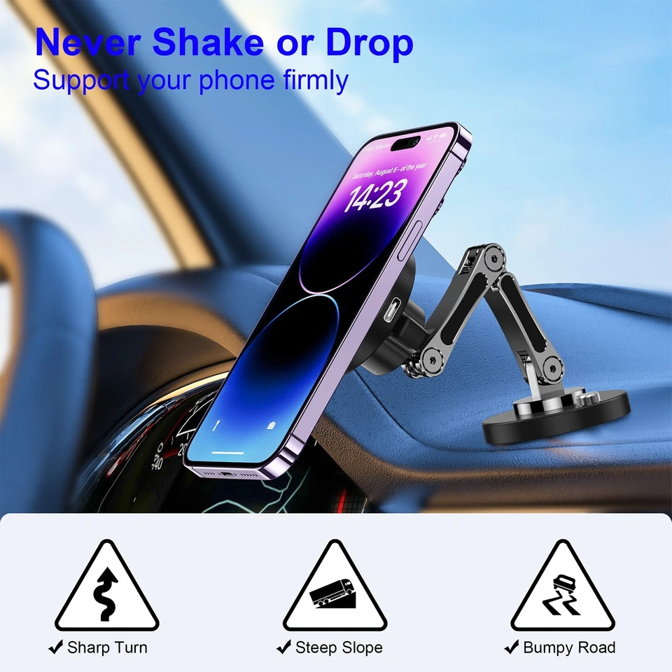 For Magsafe Car Mount Charger for iPhone Magnetic 15W Dash Window Charging Mount - Image 3 of 4