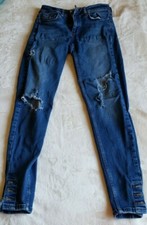 Zara Women's Basic Denim Distressed Ankle Button Jeans Size 2