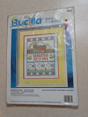 Bucilla Baby Collection Counted Cross Stitch Kit Barnyard Babies Birth Record...