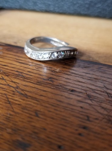 QVC brushed 925 Sterling silver Funky wave clear stone high profile Band Ring - Picture 2 of 9