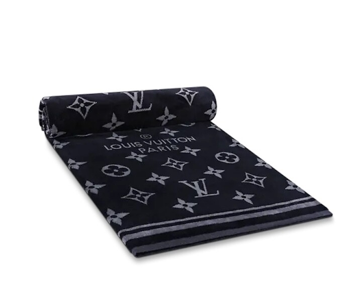 Louis Vuitton Beach Bath Towel Monogram Eclipse M73417 Cotton 