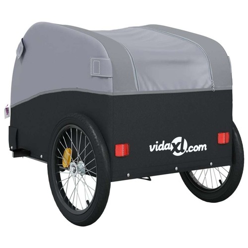 Fahrradanhänger Lastenanhänger Transportanhänger Schwarz Grau 45kg Eisen vidaXL - Bild 8 von 12