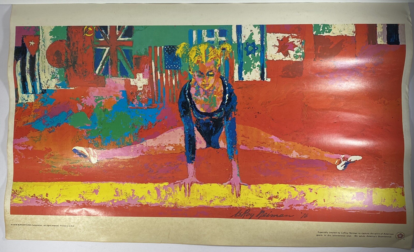 LeROY NEIMAN 1976 OLYMPICS USA GYMNASTICS POSTER - BURGER KING PROMO 14