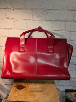 Compucase Red Laptop PC Leather Case With Several Pockets 