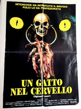 Affiche de film originale 1990 Fulci Un chat dans le cerveau concert cauchemar horreur Italie !