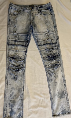 CJ Black Men's Blue Stretch Moto Skinny 