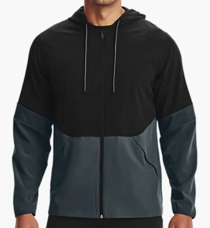 Under Armour UA Squad Woven Windbreaker Jacket Mens Black Hooded Full Zip Sz XL
Opens in a new windo