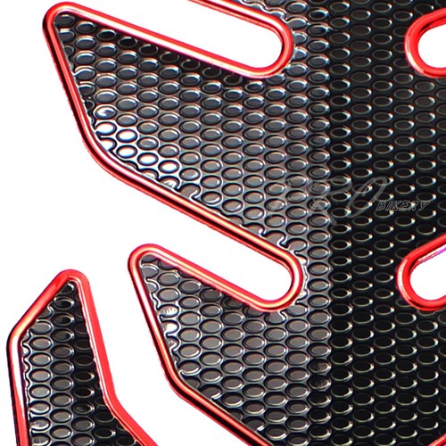 4PC Chrome Red Fuel Tank Pad+6" Black 3D Logo Fender Emblem Sticker for Kawasaki - Picture 6 of 6