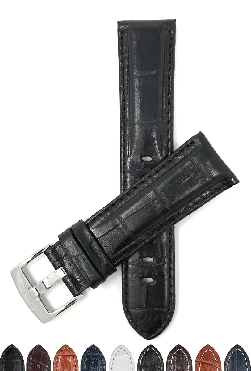 OMEGA ブラックレザーバンド 18mm 18mm Extra Long XL Leather Watch Band Strap for Omega