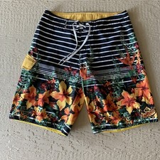 Vintage Quicksilver Y2K Board Shorts Mens 32 Ripstop Spelllout Floral 10" Inseam