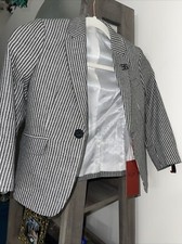 Elie Balleh Italy Slim Fit Boys Blazer size 4-5 Medium Striped Gray NWT 90