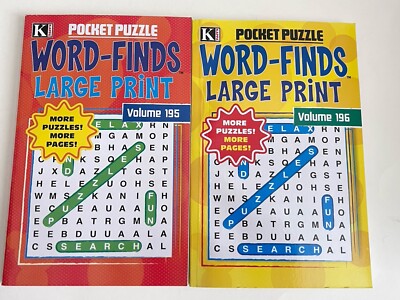 Lot Of 2 Kappa Large Print Word Search Pocket Puzzle Books NEW Free Shipping