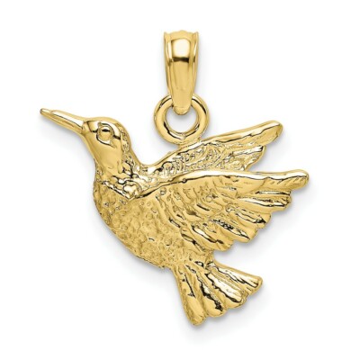 Echt 10kt Gelbgold graviert Kolibri Charm