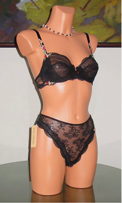 NWT Lise Charmel SEXY MONDAIN Bra / Panty Set, Black ***