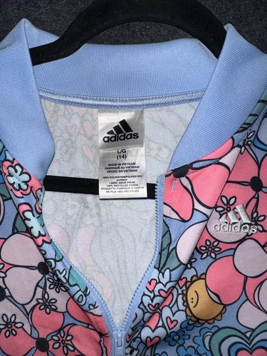 Adidas Girls Size L (14) Sunshine & Flowers Track Jacket Floral - Picture 3 of 6