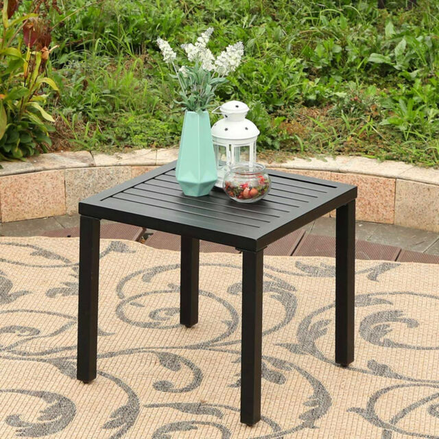 Outsunny Wicker Rattan Outdoor Patio Side Table With Umbrella Hole