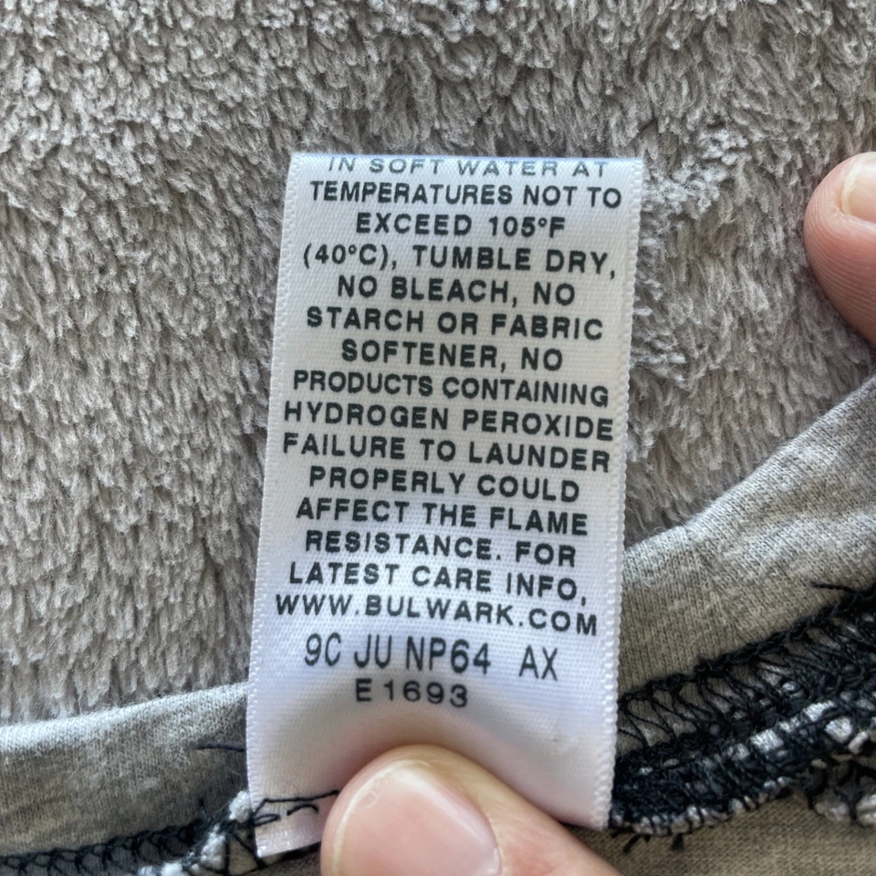 Camisa Balwark Para Hombre XL Resistente al Fuego Manga Larga Gris Algodón Henley Foto 4 de 4